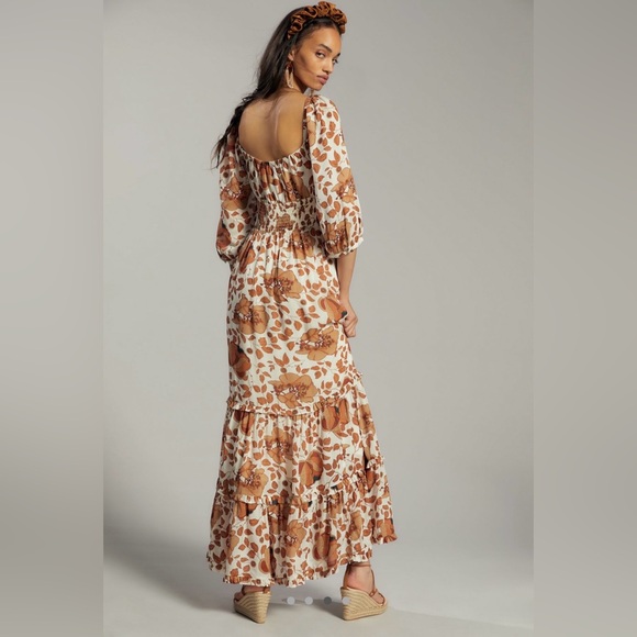 Antropologie Floral Puff Sleeve Dress with Bow Detail MP - Picture 4 of 4